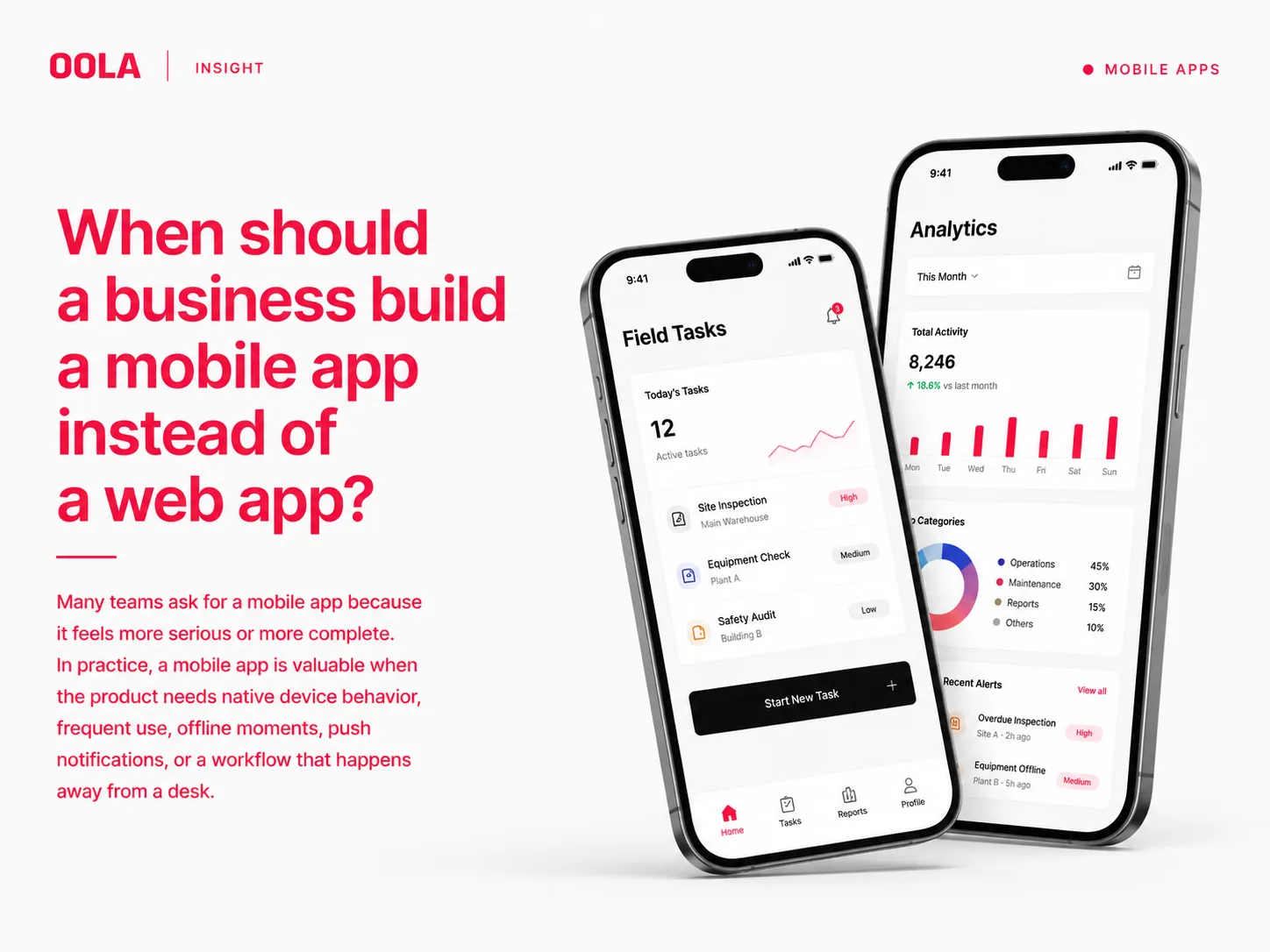 Editorial thumbnail for an OOLA insight about choosing a mobile app instead of a web app.