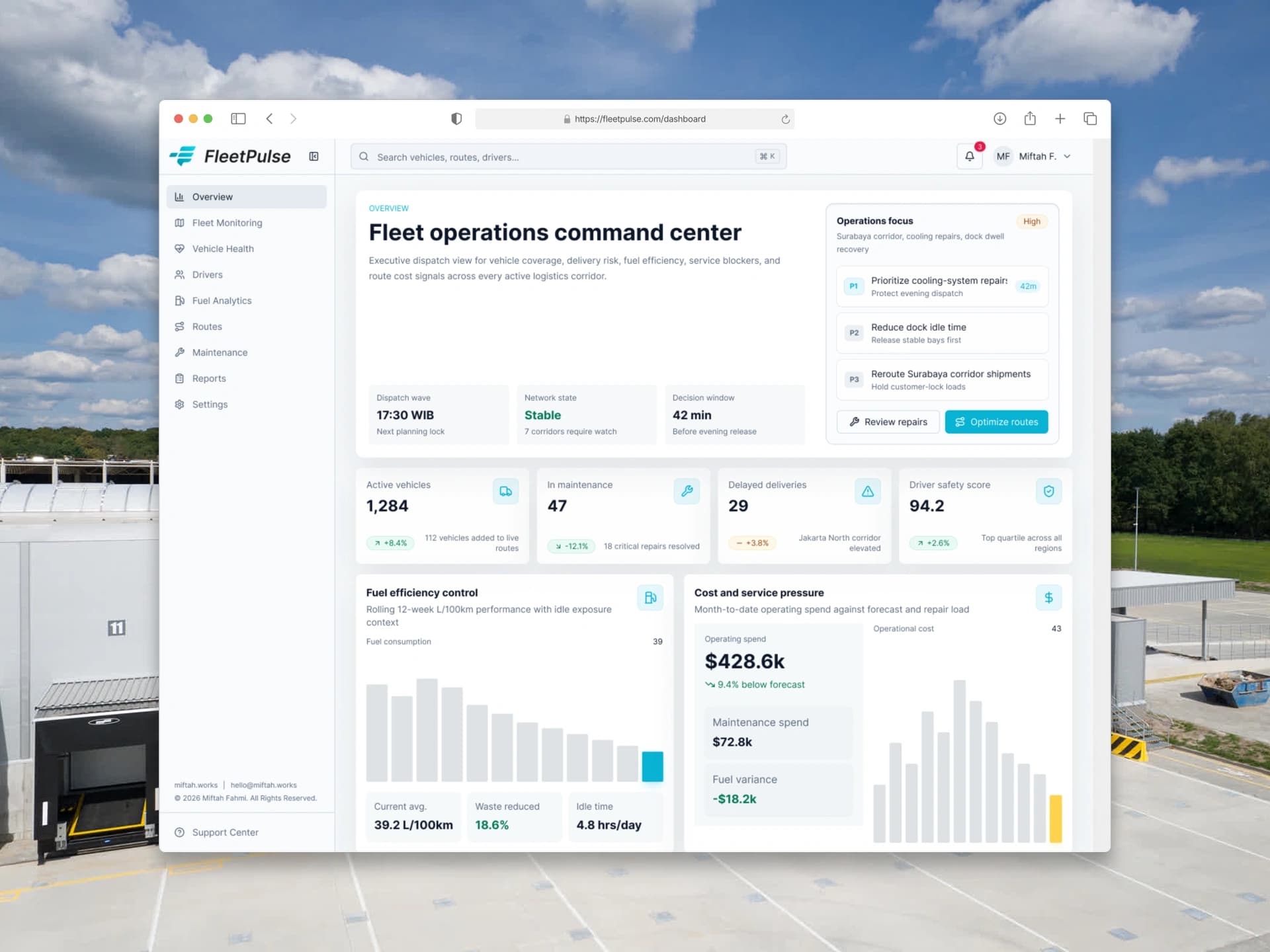 FleetPulse: AI Fleet Operations Command Center project preview
